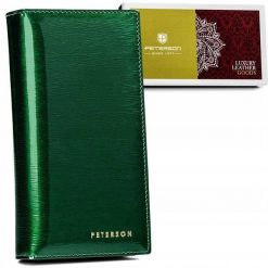 Portfel skórzany Peterson PTN 421431-SH zielony. Zielone portfele damskie Peterson, ze skóry. Za 121.99 zł.