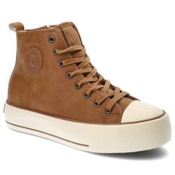 Beżowe Sneakersy Big Star Damskie Buty Sportowe. Brązowe obuwie sportowe damskie BIG STAR, na wiosnę, bez wzorów, ze skóry ekologicznej, bez zapięcia, do biegania. Za 139.00 zł.