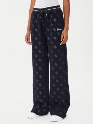 Guess Spodnie dresowe V5BB00 K1902 Czarny Wide Leg. Czarne spodnie dresowe damskie Guess, z aplikacjami, z dresówki. Za 339.99 zł.