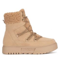 Trzewiki Jenny Fairy. Brązowe botki damskie Jenny Fairy, bez wzorów, bez obcasa, na płaskiej podeszwie, bez zapięcia. Za 129.99 zł.