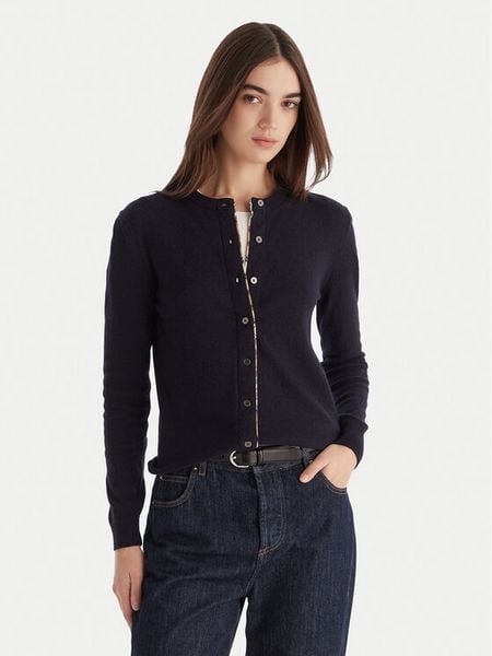 Barbour Kardigan Pendle LKN1076NY78 Granatowy Regular Fit. Niebieskie kardigany damskie Barbour, bez wzorów, z bawełny, bez kołnierzyka. Za 509.99 zł.