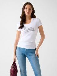 Guess T-Shirt 180524 Biały Classic Fit. Białe t-shirty damskie Guess, xxl, z aplikacjami, bez kołnierzyka, bez ramiączek. Za 179.99 zł.