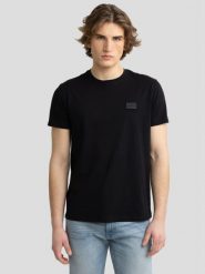 Koszulka męska z naszywką na piersi czarna Arriser 906. Czarne t-shirty męskie BIG STAR, l, z aplikacjami, z dzianiny, bez kołnierzyka, bez ramiączek. Za 99.99 zł.