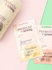 Balsam do ciała Sinsay x Perfecta - złoty. Żółte body Sinsay, bez wzorów. W wyprzedaży za 2.49 zł.