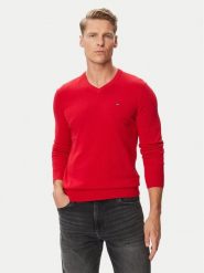 Tommy Hilfiger Sweter Essential MW0MW14745 Czerwony Regular Fit. Czerwone swetry męskie Tommy Hilfiger, m, bez wzorów, z bawełny, bez kołnierzyka, bez ramiączek. Za 409.99 zł.