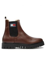 Tommy Jeans Sztyblety Chelsea EN0EN02626 Brązowy. Brązowe botki damskie Tommy Jeans, bez wzorów, z jeansu, bez obcasa, na płaskiej podeszwie, bez zapięcia. Za 639.99 zł.