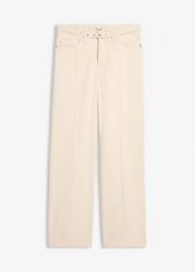 Luźne jeansy straight, mid waist, z bawełny. Brązowe jeansy damskie bonprix, bez wzorów, z bawełny. Za 47.99 zł.