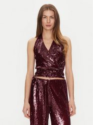Haveone Top RGE-M035 Bordowy Regular Fit. Czerwone topy damskie Haveone, m, bez wzorów, z syntetyku, bez kołnierzyka, bez ramiączek. Za 339.99 zł.