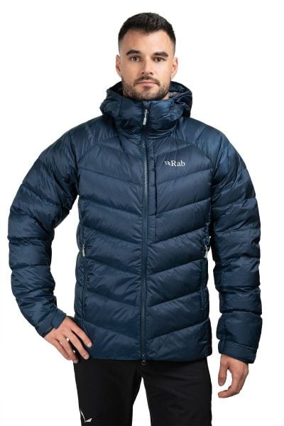 Kurtka puchowa męska Glaceon Pro. Brązowe kurtki męskie RAB, l, bez wzorów, z materiału, z kapturem. Za 1,259.99 zł.