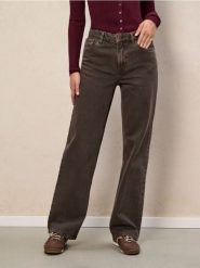 Jeansy wide leg - brązowy. Brązowe jeansy damskie Sinsay, bez wzorów, z jeansu. Za 69.99 zł.