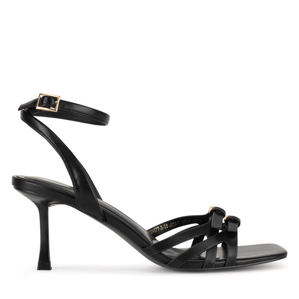 Sandały JENNY. Czarne sandały damskie Jenny, bez wzorów, bez obcasa, na szpilce, bez zapięcia. Za 119.99 zł.