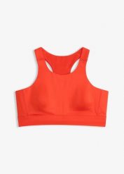 Biustonosz sportowy lekko podtrzymujący z tyłem typu bokserka. Czerwone bielizna sportowa damska bonprix, s, bez wzorów. Za 27.99 zł.