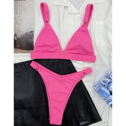 Strój kąpielowy z kółeczkami i regulowanymi ramiączkami na plażę i basen Shouko. Niebieskie stroje kąpielowe damskie Intica, l, bez wzorów. Za 129.00 zł.