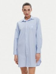 LAUREN RALPH LAUREN Koszula nocna ILN32315 Niebieski Relaxed Fit. Niebieskie koszule nocne damskie Lauren Ralph Lauren, bez wzorów, z bawełny, bez ramiączek. Za 259.99 zł.