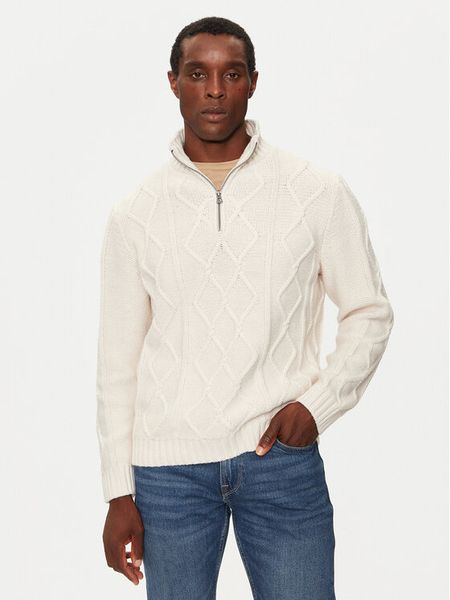 Guess Sweter M4BR49 Z3IN0 Beżowy Regular Fit. Brązowe swetry męskie Guess, m, z aplikacjami, z syntetyku, bez kołnierzyka, bez ramiączek. Za 269.99 zł.