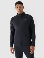 4F Bluza treningowa szybkoschnąca męska - czarna S. Czarne bluzy sportowe męskie 4F, m, bez wzorów, z dzianiny, bez kaptura, na fitness i siłownię. W wyprzedaży za 99.99 zł.