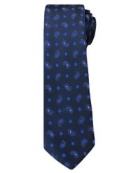Stylowy Krawat Męski w Oryginalny Wzór PAISLEY- 6 cm - Angelo di Monti, Granatowy. Niebieskie krawaty i muchy Angelo di Monti, bez wzorów, eleganckie. Za 45.00 zł.