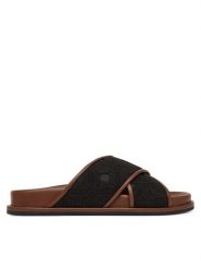 Max Mara Beachwear Klapki Peonie 2616521019650 Czarny. Czarne klapki damskie Max Mara Beachwear, bez wzorów, z materiału, bez obcasa, bez zapięcia. Za 974.99 zł.