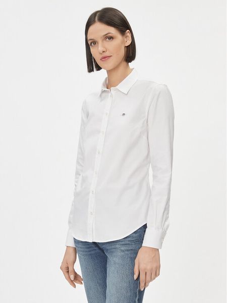 Gant Koszula Slim Stretch Oxford 4300141 Biały Slim Fit. Białe koszule damskie GANT, bez wzorów, z bawełny, bez kołnierzyka, bez ramiączek. Za 349.99 zł.