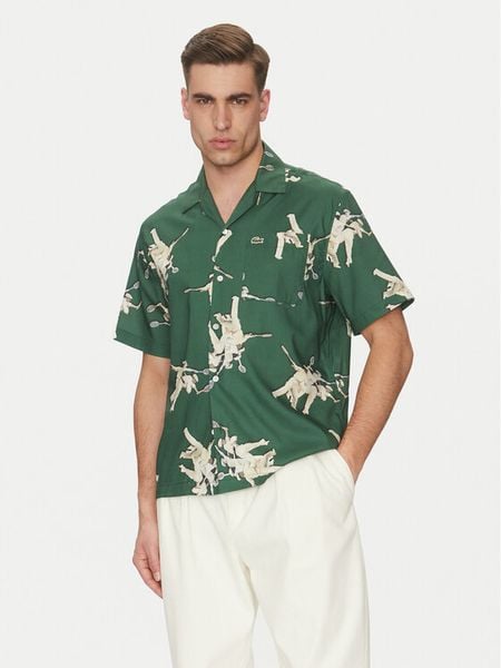 Lacoste Koszula CH0113 Zielony Relaxed Fit. Zielone koszule męskie Lacoste, m, bez wzorów, z wiskozy, bez kołnierzyka, bez ramiączek. Za 319.99 zł.