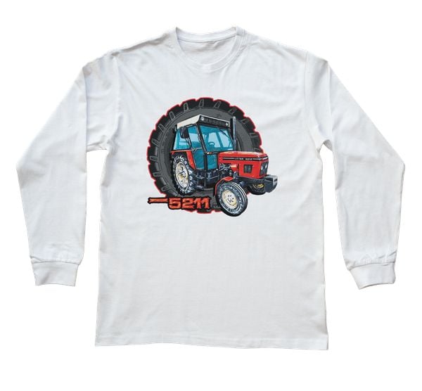 Zetor 5211 — bluzka z długim rękawem (Rozmiar: 3 - 4 lata; Kolor koszulki: biały; Rodzaj nadruku: Zetor 5211). Białe bluzki damskie nikiniki, s, bez wzorów, z bawełny, bez kołnierzyka, bez ramiączek. Za 69.00 zł.