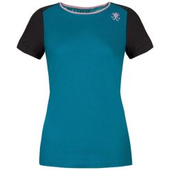 Koszulka damska Rafiki Chulilla. Niebieskie bluzki damskie RAFIKI, bez wzorów, sportowe, bez kołnierzyka, bez ramiączek. Za 218.30 zł.