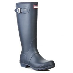 Kalosze Hunter. Niebieskie kalosze damskie Hunter, bez wzorów, bez zapięcia. Za 239.99 zł.
