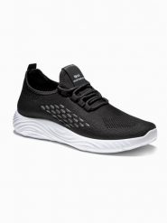 Trampki męskie sneakersy T390 - czarne - 41. Czarne trampki męskie Ombre Clothing, bez wzorów, z materiału, bez zapięcia. W wyprzedaży za 69.99 zł.