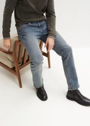 Dżinsy ze stretchem Regular Fit Bootcut. Niebieskie jeansy męskie bonprix, z jeansu. Za 159.99 zł.