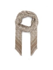 Calvin Klein Chusta Emblem Aop Jacquard Square Scarf LV04F8080G Beżowy. Brązowe rękawiczki damskie Calvin Klein, bez wzorów. Za 289.99 zł.