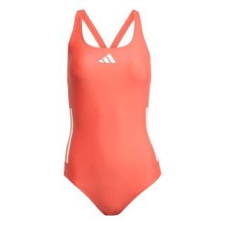 Jednoczęściowy strój kąpielowy z odkrytymi plecami dla kobiet adidas 3-Stripes. Białe stroje kąpielowe damskie Adidas, bez wzorów, z materiału. Za 198.00 zł.