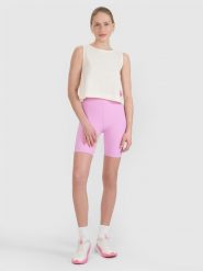 4F Legginsy krótkie dzianinowe damskie - różowe L. Czerwone legginsy damskie 4F, l, bez wzorów, z dzianiny, z podwyższonym stanem, krótkie. W wyprzedaży za 59.99 zł.