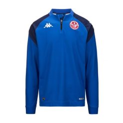 Treningowy top Tunisie Ablas Pro 7 2024. Niebieskie bluzy męskie Kappa, bez wzorów, sportowe, bez ramiączek, bez kaptura. W wyprzedaży za 259.95 zł.