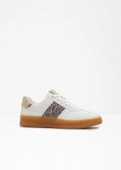 Sneakersy na platformie marki Marco Tozzi w stylu retro. Białe obuwie sportowe damskie bonprix, bez wzorów, bez zapięcia. Za 129.99 zł.