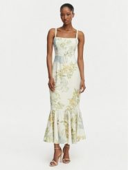 Guess Sukienka koktajlowa W6GKA6 W2409 Beżowy jasny Regular Fit. Brązowe sukienki damskie Guess, z aplikacjami, ze lnu, wizytowe, bez kołnierzyka, bez ramiączek. Za 794.99 zł.