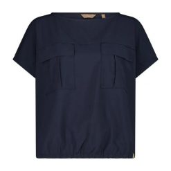 T-shirt z rozciągliwego poliestru z kieszeniami damski CMP. Czarne t-shirty damskie CMP, l, bez wzorów, z materiału, sportowe, bez kołnierzyka, bez ramiączek. Za 206.80 zł.