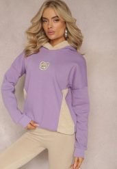 Jasnofioletowa Bluza z Bawełny z Ozdobną Naszywką z Misiem i Polarowym Kapturem Hecatia. Fioletowe bluzy damskie Renee, z aplikacjami, z bawełny, casualowe, bez ramiączek, z kapturem. Za 99.99 zł.