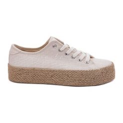 Trampki Damskie Na Platformie Z Plecionką Lee Cooper LCW-25-02-3284 Jasnobeżowe beżowy. Brązowe trampki i tenisówki damskie bez wzorów, bez zapięcia. Za 211.39 zł.