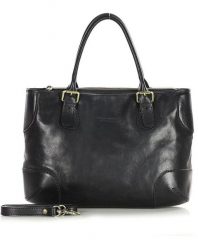 Torebka do ręki kuferek genuine leather made in italy - MARCO MAZZINI czarny. Czarne torebki do ręki damskie bez wzorów, ze skóry, bez dodatków. Za 669.00 zł.