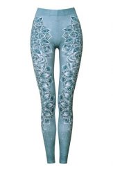 Legginsy sportowe damskie DEEP TRIP Aqua. Niebieskie legginsy damskie DEEP TRIP, l, z aplikacjami, z elastanu, z podwyższonym stanem, na fitness i siłownię. Za 179.00 zł.