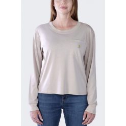 Koszulka bawełniana damska z długim rękawem Carhartt Lightweight Pocket. Brązowe bluzki damskie Carhartt, xs, bez wzorów, z bawełny, sportowe, bez kołnierzyka, bez ramiączek. Za 159.99 zł.