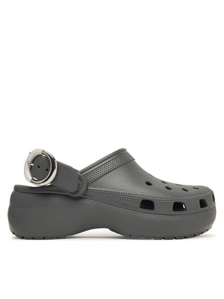 Crocs Klapki Classic Platform Buckle Clog 213230 Szary. Szare klapki damskie Crocs, bez wzorów, z tworzywa sztucznego, bez obcasa, bez zapięcia. Za 234.99 zł.