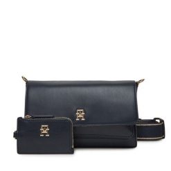 Torebka Tommy Hilfiger. Niebieskie listonoszki damskie Tommy Hilfiger, bez wzorów, bez dodatków. Za 319.99 zł.