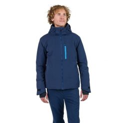 Kurtka Narciarska Rossignol męska Blackside JKT granatowa. Niebieskie kurtki sportowe męskie Rossignol, na zimę, l, bez wzorów, z materiału, z kapturem, narciarskie, primaloft. Za 1,620.93 zł.