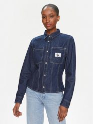 Calvin Klein Jeans Koszula jeansowa Lean J20J222825 Niebieski Slim Fit. Niebieskie koszule damskie Calvin Klein Jeans, xs, bez wzorów, z bawełny, bez kołnierzyka, bez ramiączek. Za 249.99 zł.