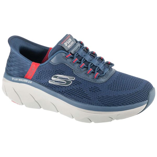 Buty sportowe Sneakersy męskie, Slip-ins: D'Lux Walker 2.0 - Rezinate. Niebieskie buty sportowe męskie Skechers, bez wzorów, bez zapięcia, trekkingowe. Za 449.99 zł.