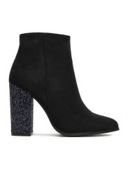 DeeZee Botki BM-9075-1 Czarny. Czarne botki damskie DeeZee, bez wzorów, z materiału, bez obcasa, na słupku, bez zapięcia. Za 199.99 zł.