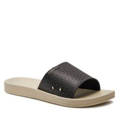 Klapki Ipanema. Czarne klapki damskie Ipanema, bez wzorów, bez obcasa, bez zapięcia. Za 69.99 zł.