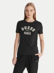Guess T-Shirt V6RI15 J1314 Czarny Regular Fit. Czarne t-shirty damskie Guess, xl, z aplikacjami, z bawełny, bez kołnierzyka, bez ramiączek. Za 179.99 zł.