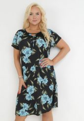 Czarna Rozkloszowana Sukienka Trapezowa Midi w Kwiaty Envie. Czarne sukienki damskie Born2be, na imprezę, xl, bez wzorów, bez kołnierzyka, bez ramiączek, midi, rozkloszowane. Za 34.99 zł.